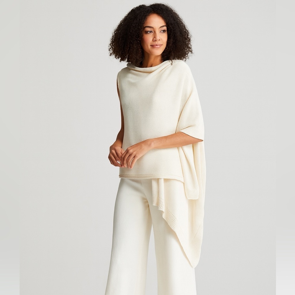 Eileen Fisher Cozy Organic Cotton Wrap – Soft White – OS